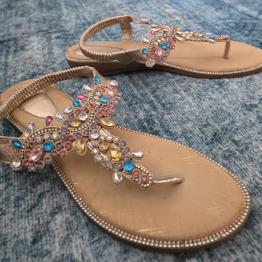Embellished Gold Sandals - Picture 2 of 4